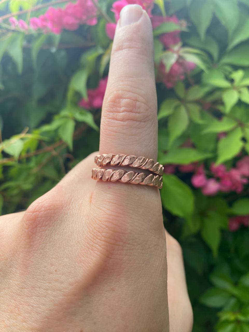 Overlapping Twisted Copper Ring (Open Ended)