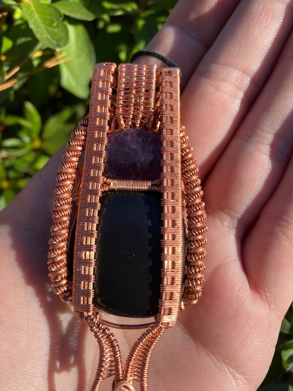 "Amulet of Tyr" - Shungite & Fluorite & Garnet Amulet