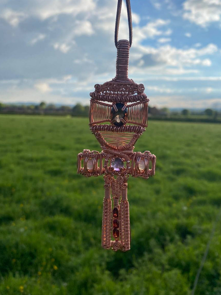 "Osiris" - Copper & Crystal Ankh Amulet