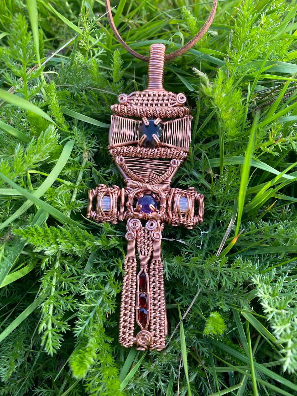 "Osiris" - Copper & Crystal Ankh Amulet