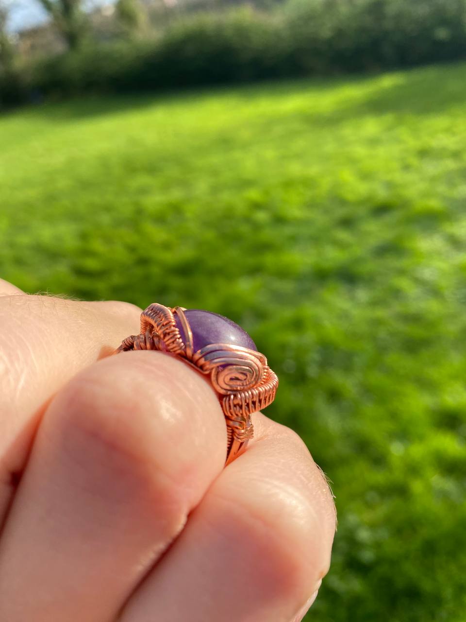 Amethyst Decorative Copper Wrapped Ring Size R/9