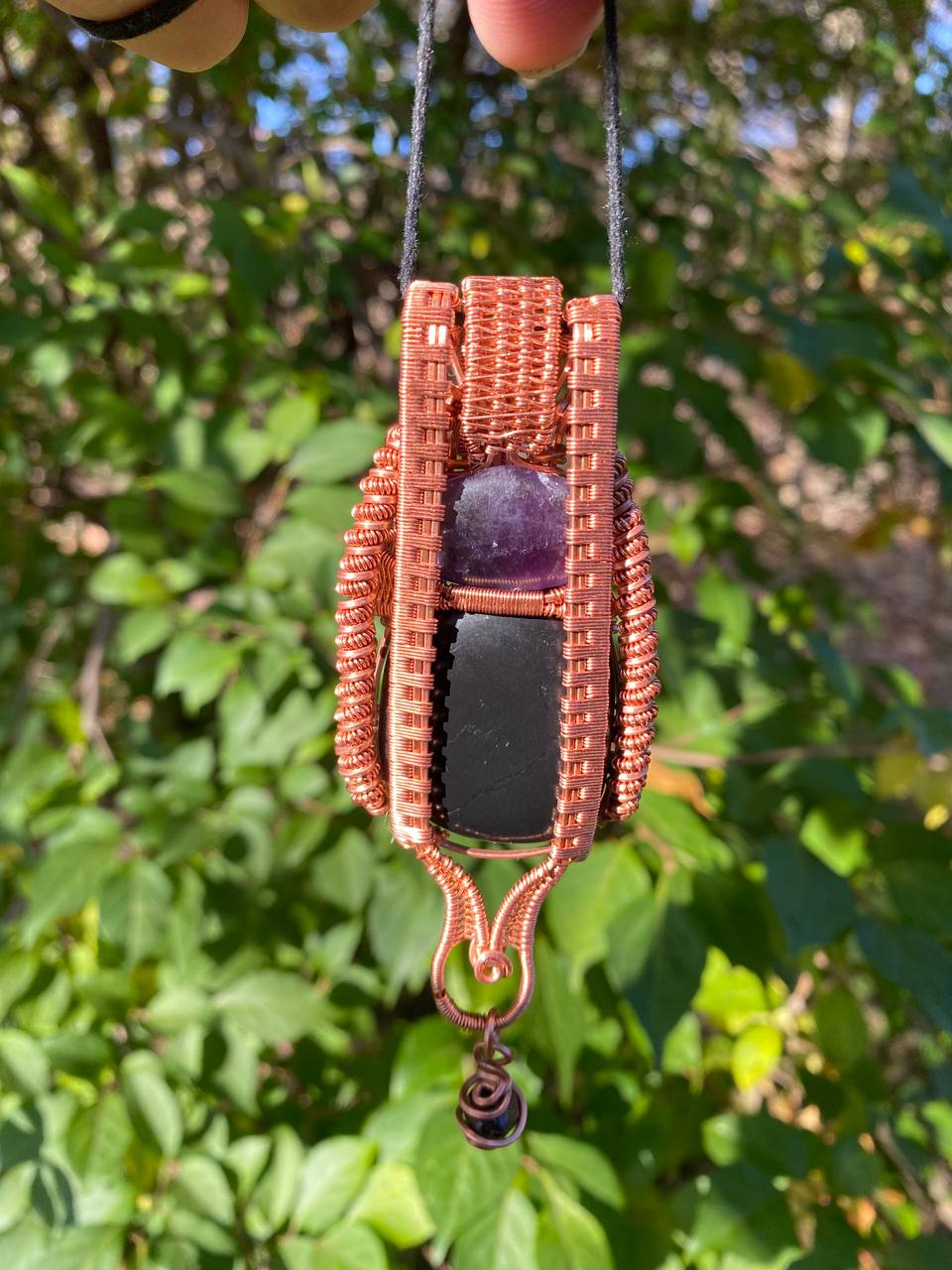 "Amulet of Tyr" - Shungite & Fluorite & Garnet Amulet