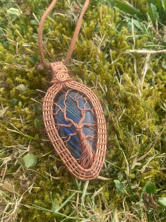 "Woodland Tales" - Labradorite Tree of Life Copper Wire Wrapped Amulet