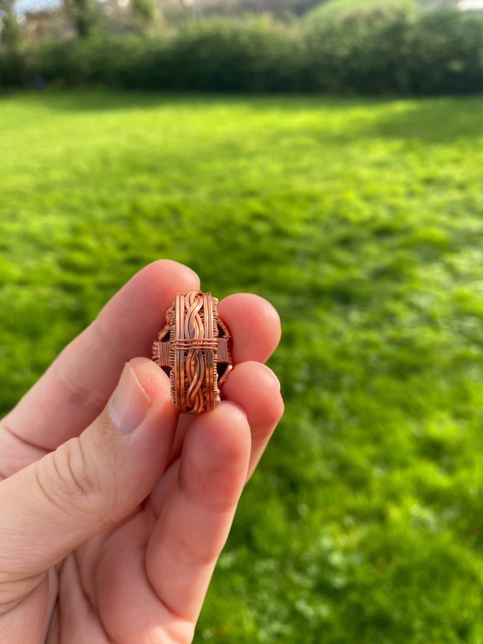 Amethyst Decorative Copper Wrapped Ring Size R/9